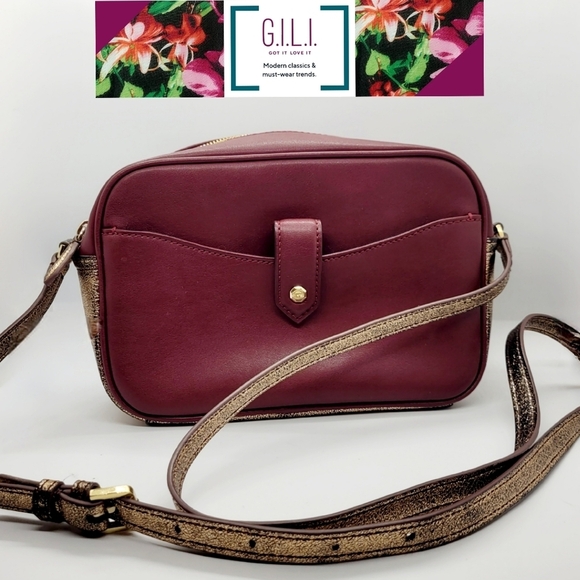 G.I.L.I. Leather Crossbody Bag with Removable Pouch - Picture 1 of 15